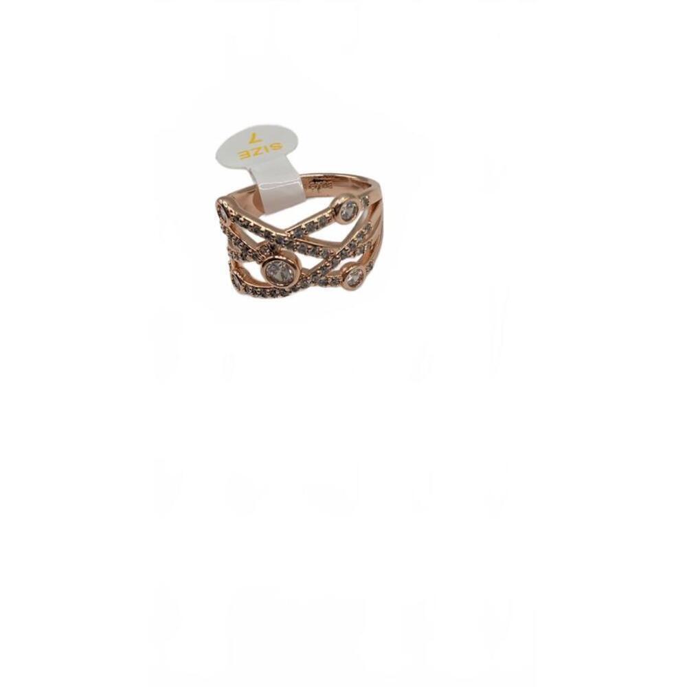 Rose Gold played Crystal Accent Ring Size 7 - Picture 7 of 8